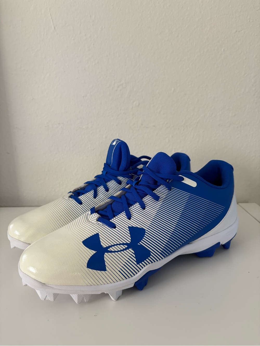 Under Armour UA Leadoff Low RM Baseball Cleats Mens 11.5 Blue White TRY/WVI NEW